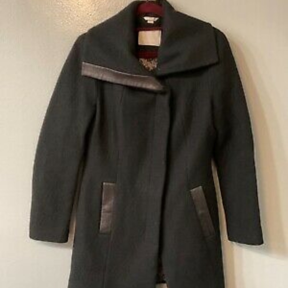 Soia & Kyo Asymmetrical Leather trim Wool Blend